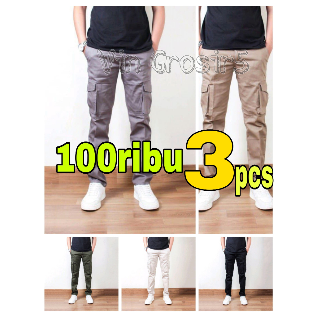 CELANA PANJANG CARGO CELANA PANJANG UNISEX MURAH 100 RIBU DAPAT 3