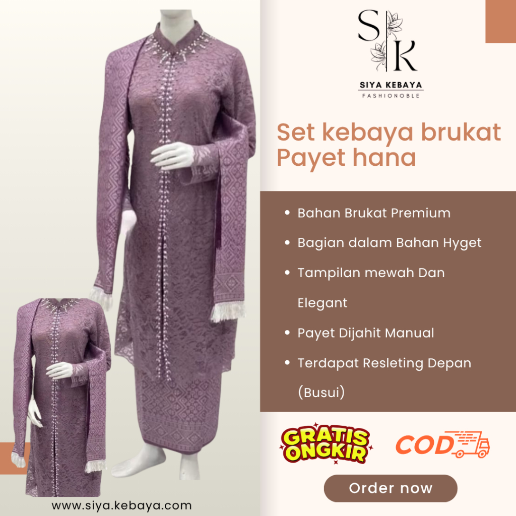 Set kebaya brukat Payet hana kebaya modern kebaya ibu besan kebaya pesta kebaya kondangan ibu hajat