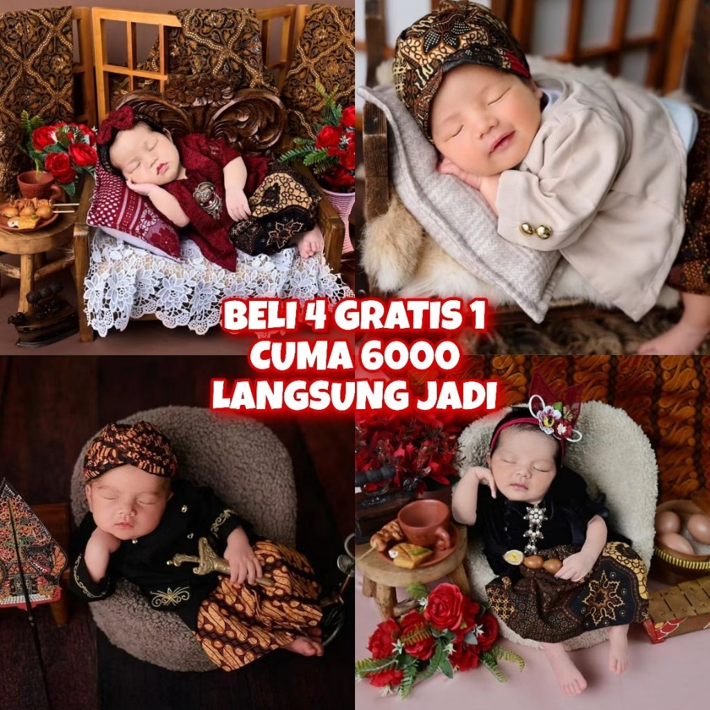 ( LANGSUNG JADI ) JASA EDIT FOTO BAYI NEWBORN CEWEK COWOK TEMA ADAT | GRATIS NAMA