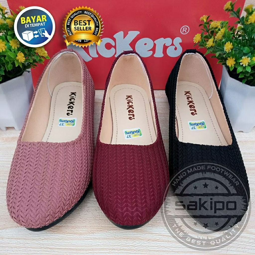 SEPATU WANITA FLAT RAJUT ALAS KARET