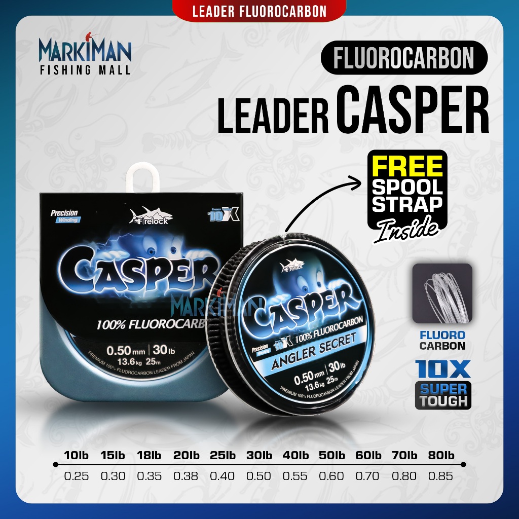Senar Pancing Leader Casper 100% | Senar Pancing Benang Leader Duraking Illusion 25 Meter 100% Fluor
