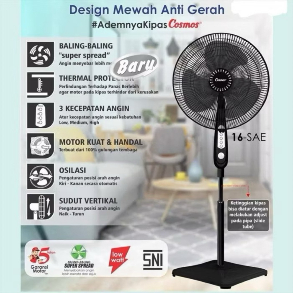 Kipas Angin COSMOS 16SAE / Kipas Angin Berdiri COSMOS 16 inch SAE BARU