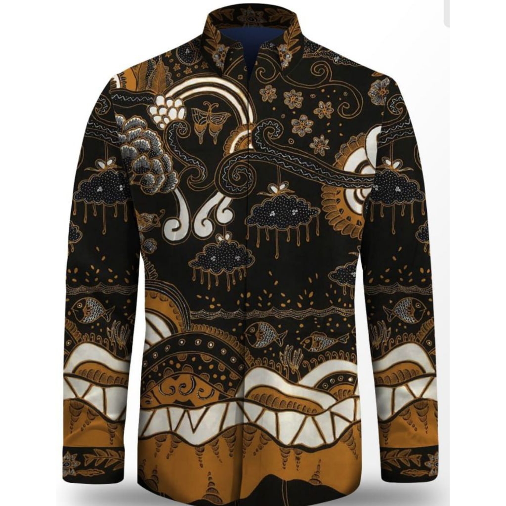 kain batik tulis pria bahan katun warna hitam elegan batik tulis pria. am