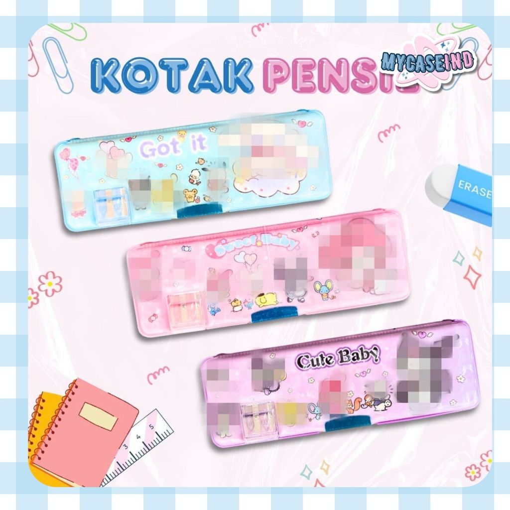 

[ATK] Tempat pensil karakter magnet 2 sisi / pencil case kartun lucu (2)
