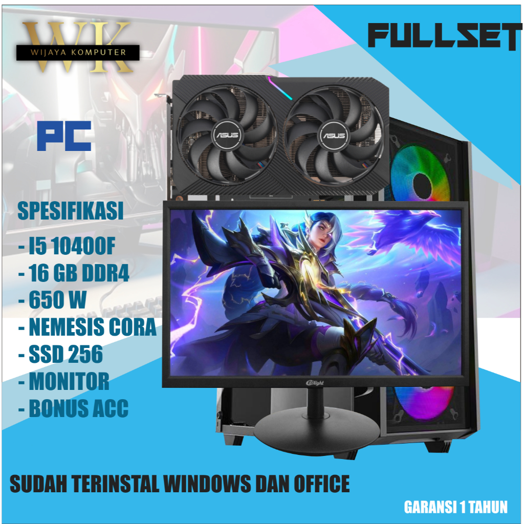 PC GAMING & DESIGN FULL SET DDR4 I5-10400F / 16GB / 1650 4GB + MONITOR