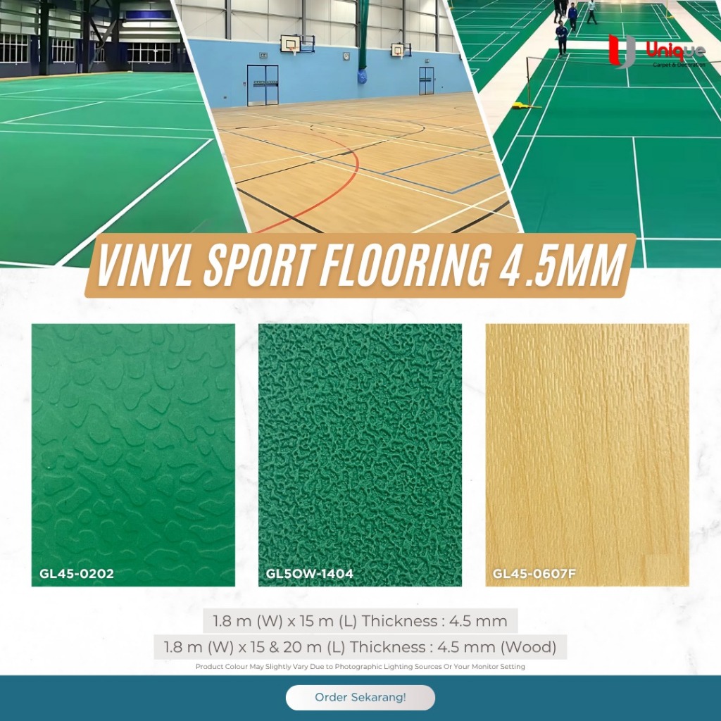 Vinyl Lantai Sport Tebal 4,5mm / Vinyl Roll Lapangan Olahraga Basket & Badminton / Lantai Vinyl Khus