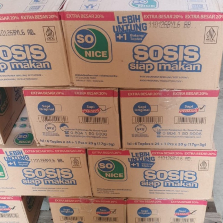 

CTN 6*24S - SOSIS SONICE ISI 6 TOPLES RASA SAPI PEDAS - SAPI ORIGINAL - AYAM ORIGINAL / SO NICE SIAP MAKAN