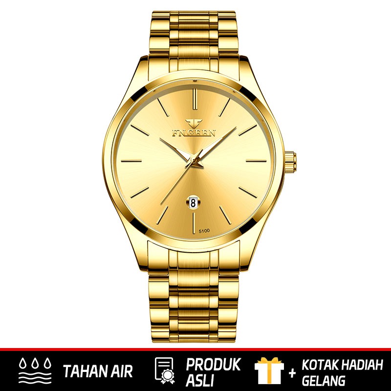 FNGEEN Original Business Watch Clock Calendar Luminous Waterproof Stainless Steel Quartz Watch