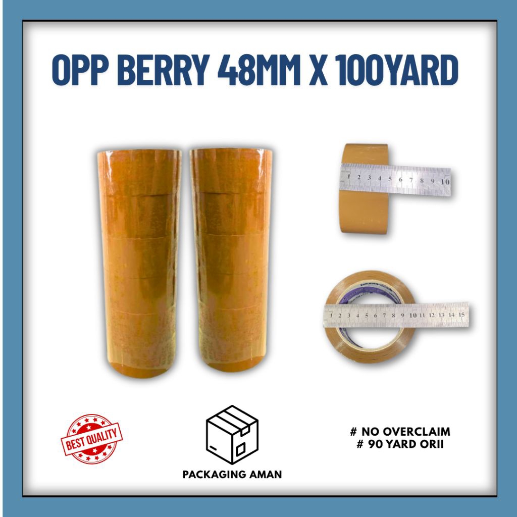 

LAKBAN BERRY WARNA COKLAG - OPP BERRY 100 YARD ORI - LAKBAN PACKING MERK BERRY