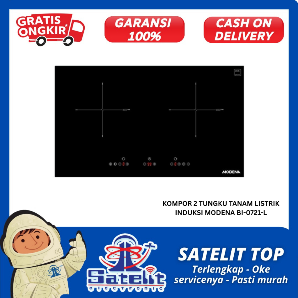 KOMPOR 2 TUNGKU TANAM LISTRIK INDUKSI MODENA BI-0721-L
