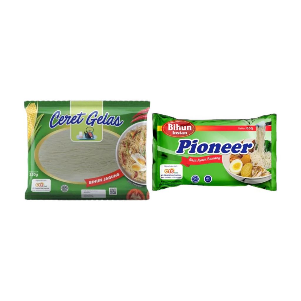 

Pioneer Bihun Jagung Ceret Gelas 320GR & Instan Rasa Ayam Bawang