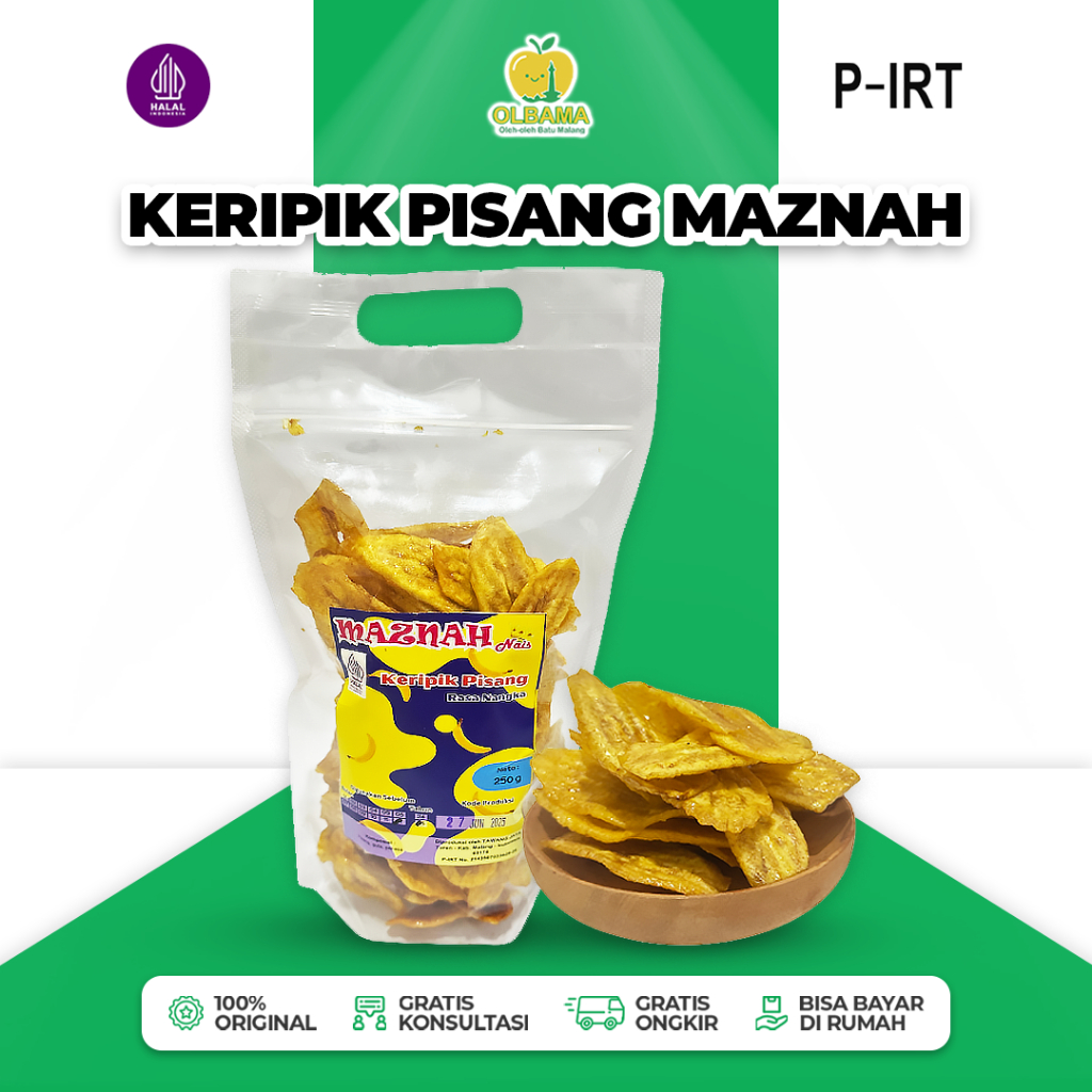 

Keripik Pisang Maznah 250gr Oleh Oleh Khas Batu Malang | Kripik Rasa Nangka Camilan Renyah Gurih