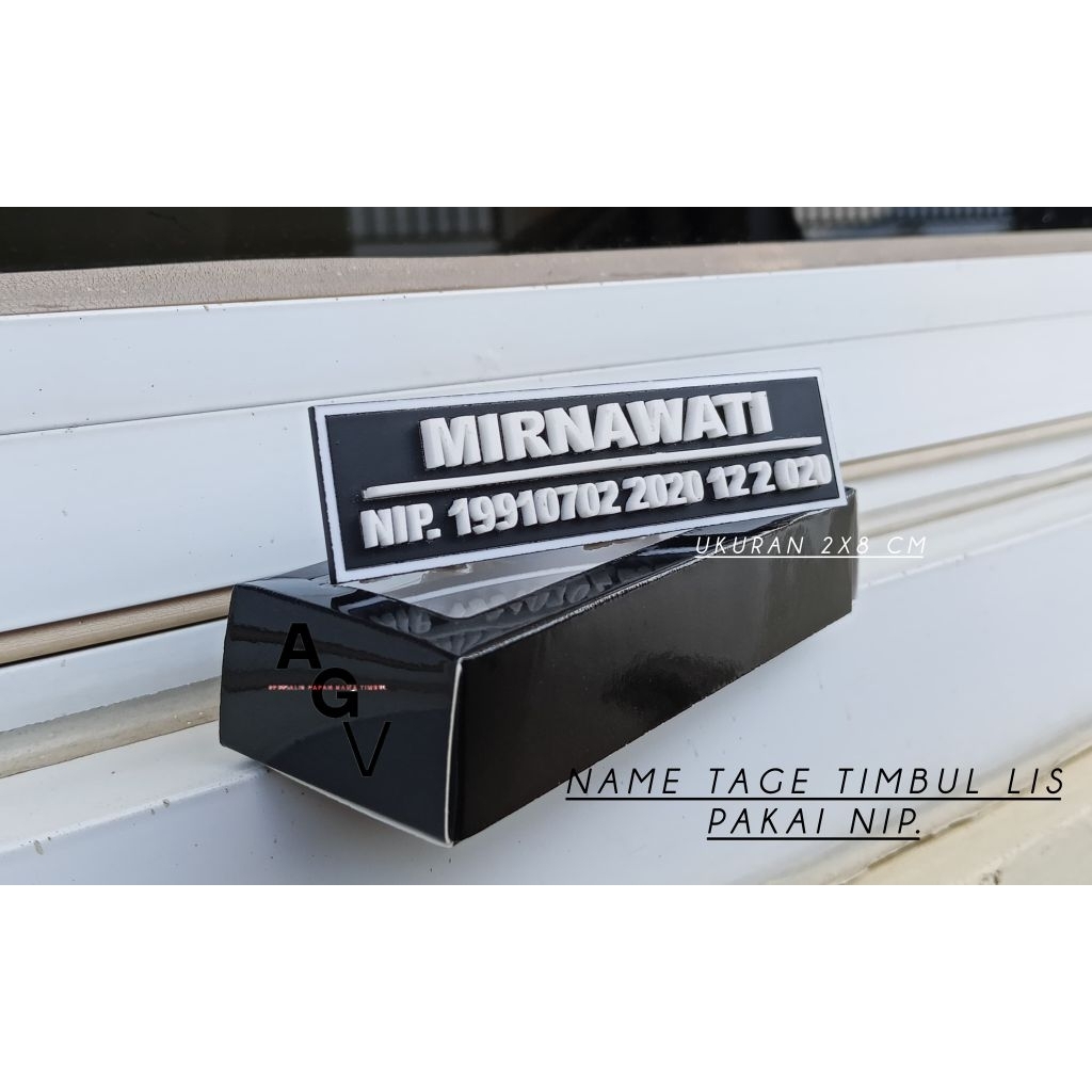 Papan Nama timbul akrilik Pakai NIP Lis - Papan Nama timbul Lis