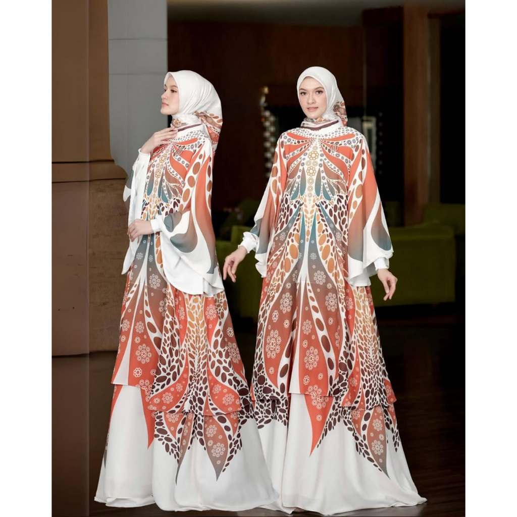 DRES BUTERFLY PUTIH DUAI FAV/FASHION TERBARU MUSLIMAH