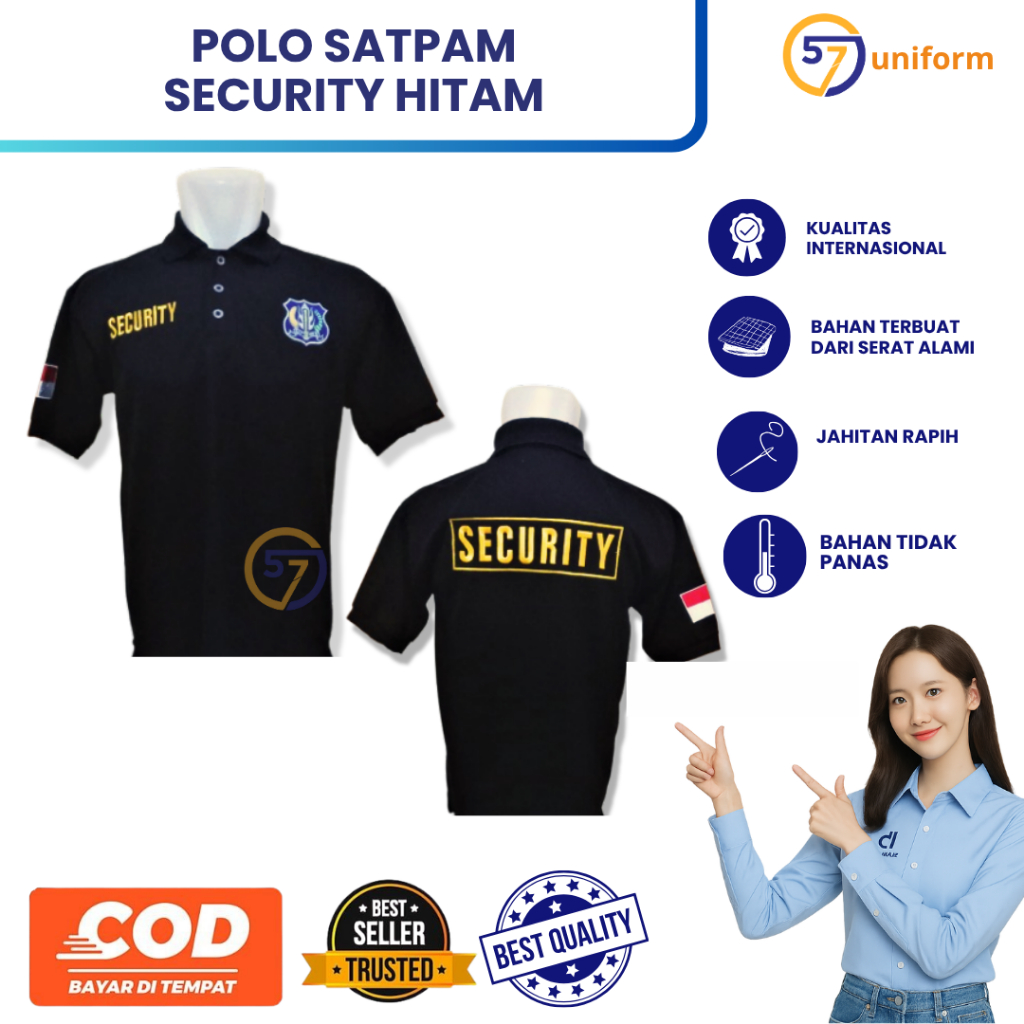 Baju Polo Satpam Security Hitam || Seragam Baju Polo Security || Polo Satpam || Polo Satpam Hitam