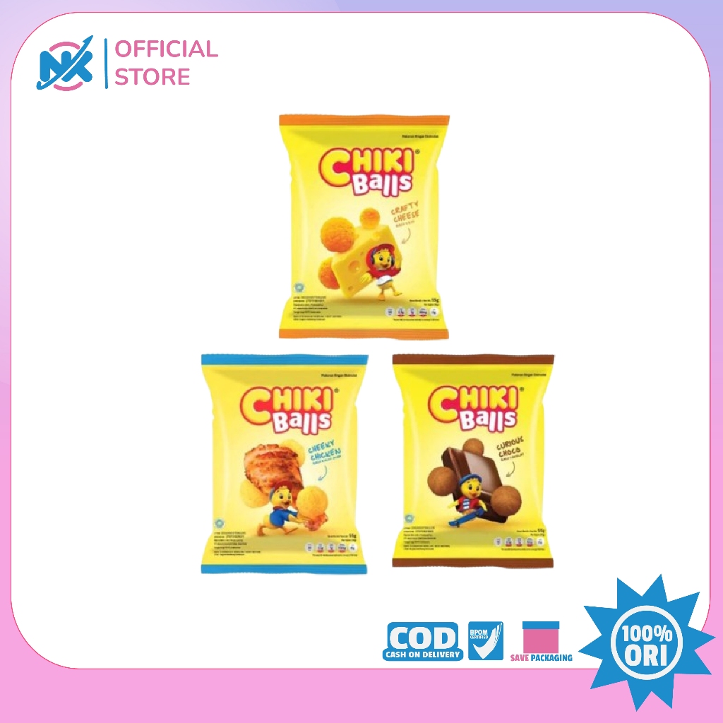 

Chiki Balls Crafty Cheese Rasa Keju 55gr, Ayam 55gr Dan Coklat 55gr