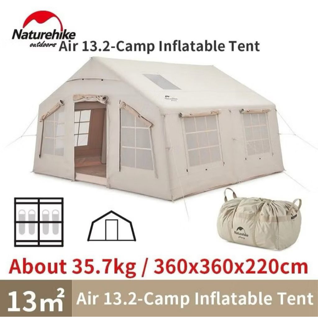 Tenda Glamping Naturehike Air Tent 13.2 NH21ZP014 Bonus kursi lipat Naturehike selama Desember