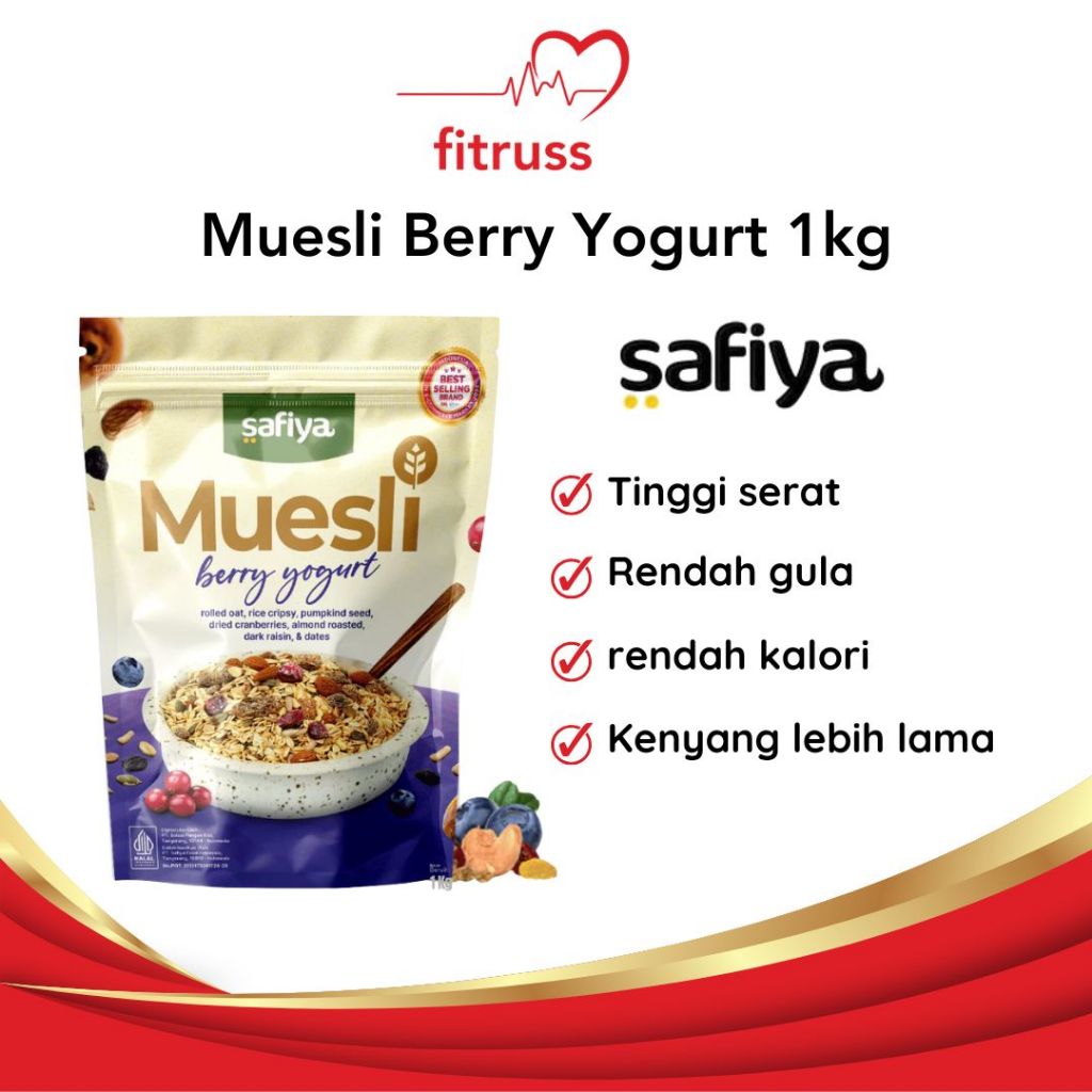 

SAFIYA Muesli Berry Yogurt Sereal Oat Meal With Almond Premium 1kg
