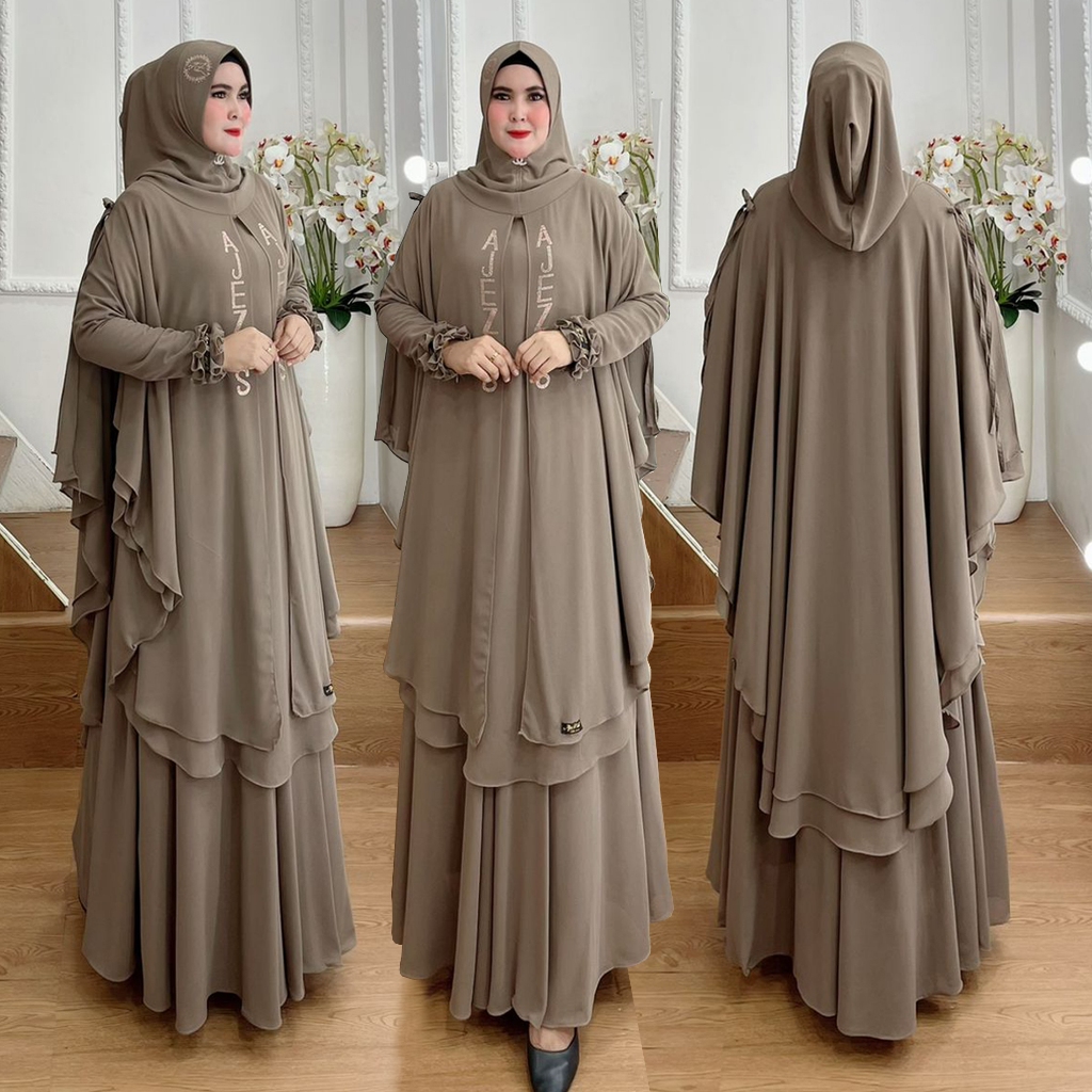TERBARU BISA COD One Set Gamis Syari Kode OZANI Bahan Ceruti Babydoll Premium By Ory AjeZas Collect