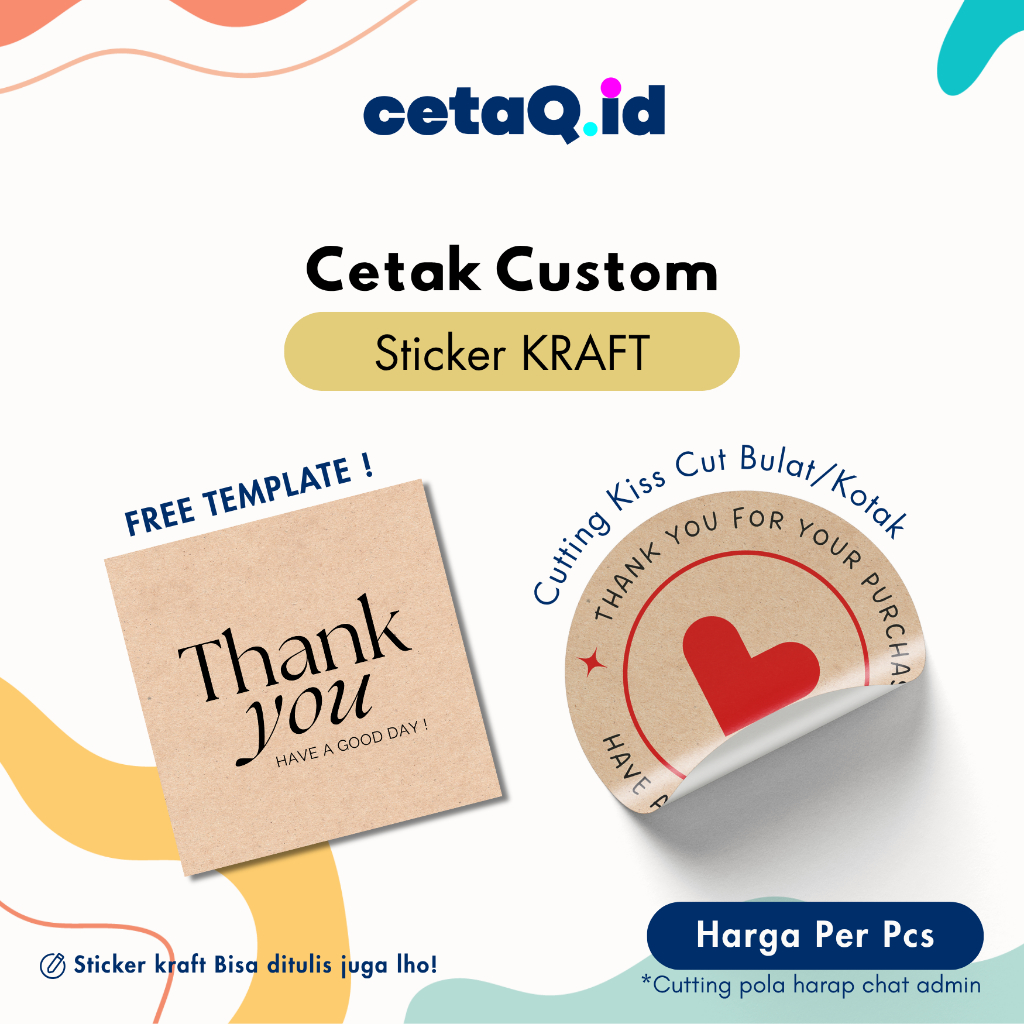 Cetaq.id Sticker Kraft Custom label, Stiker Estetik, Sticker Thank you, Stiker Coklat Aesthetic