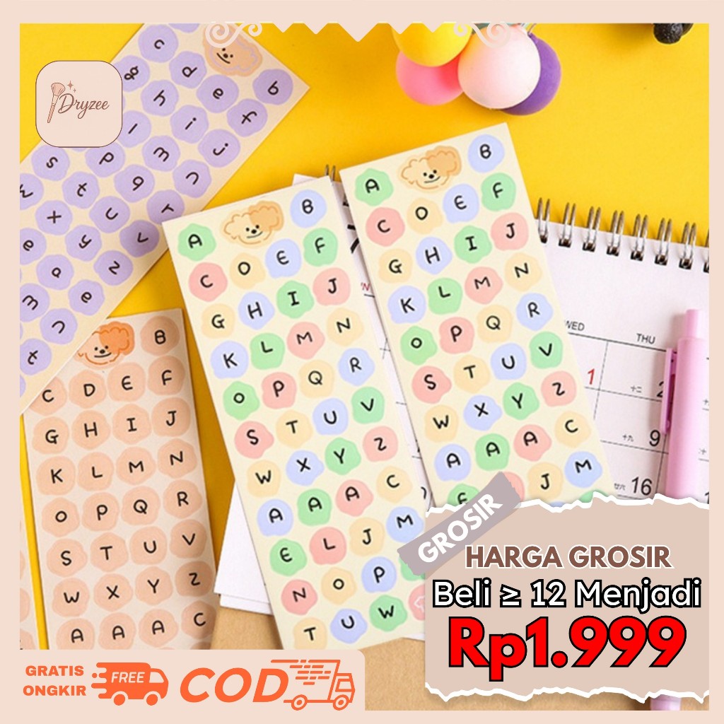 

Stiker Alphabet Bear Sticker Huruf Dengan Perekat Untuk Dekor Buku Jurnal / Diary SD08