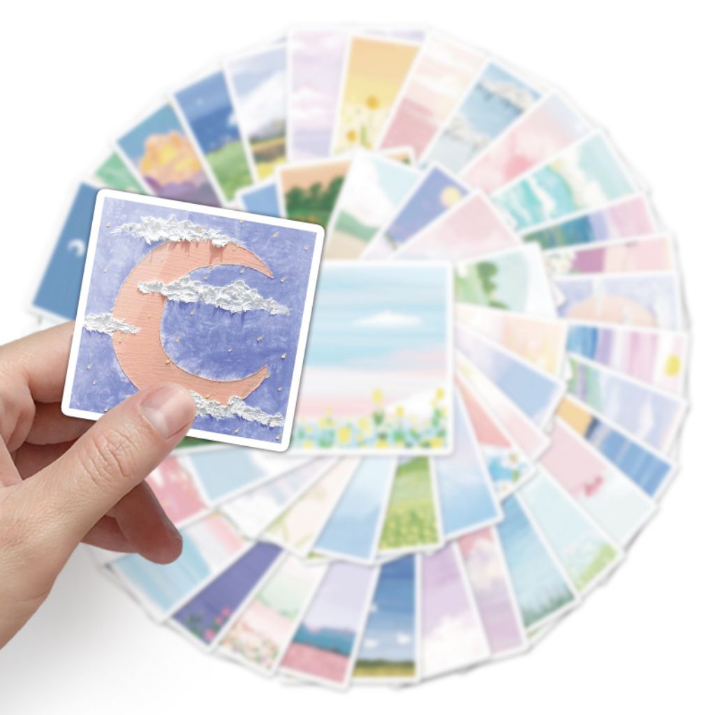 

[50 Pcs] DECO STICKER | STICKER DIY | JURNAL AESTHETIC painting Stiker Grafiti Lukisan Minyak Lanskap Kecil Segar Gaya Ins DIY Buku Rekening Gelas Air Stiker Koper Skateboard