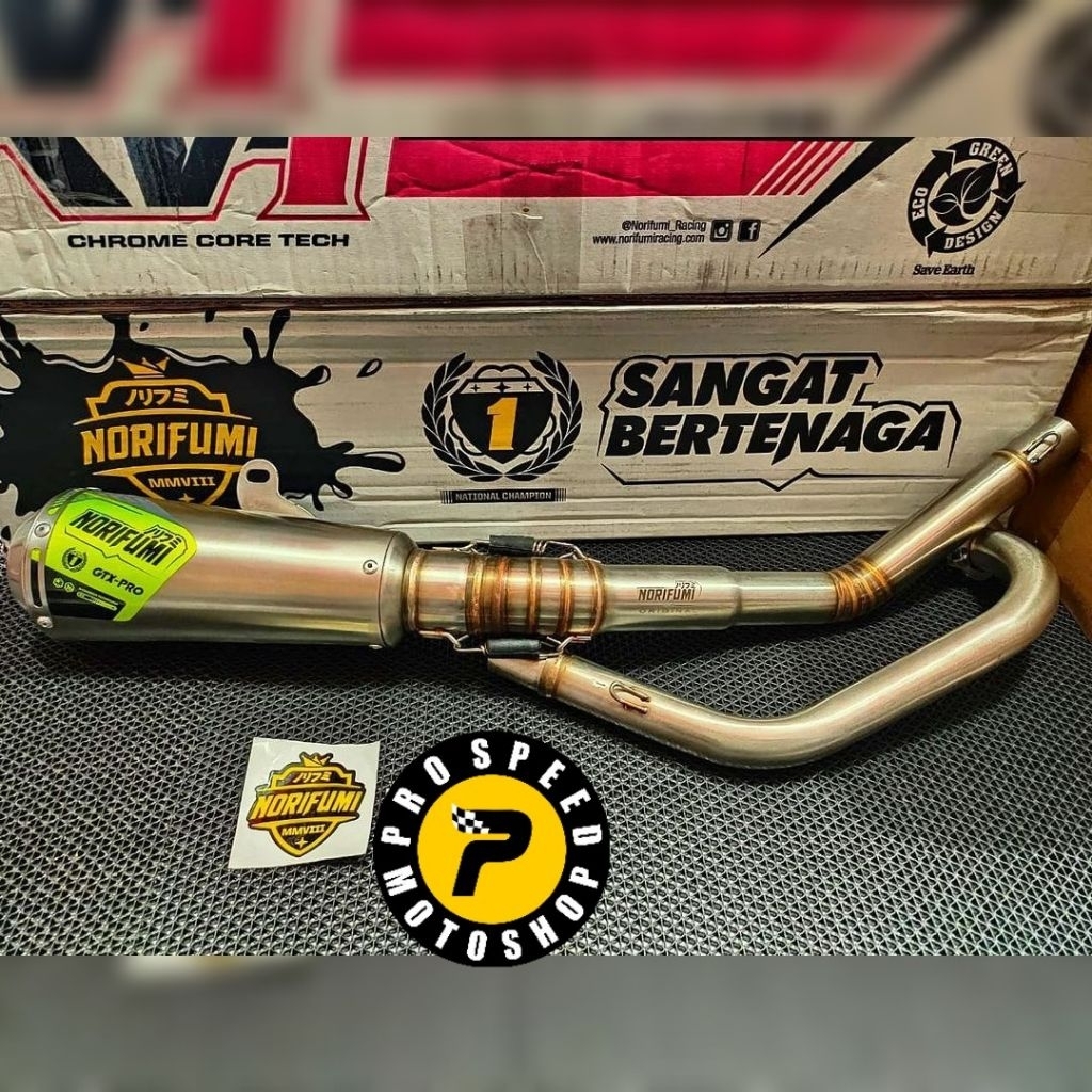 Knalpot Norifumi Original Vixion Gtx-Pro Bass Adem Full System Stainless
