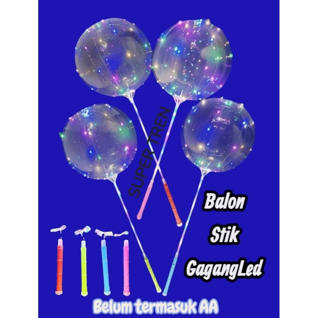 Balon Lampu Balon led Polos transparan Stik Balon nyala Kedap Kedip Belum isi AA 3buah(Baca Deskrips