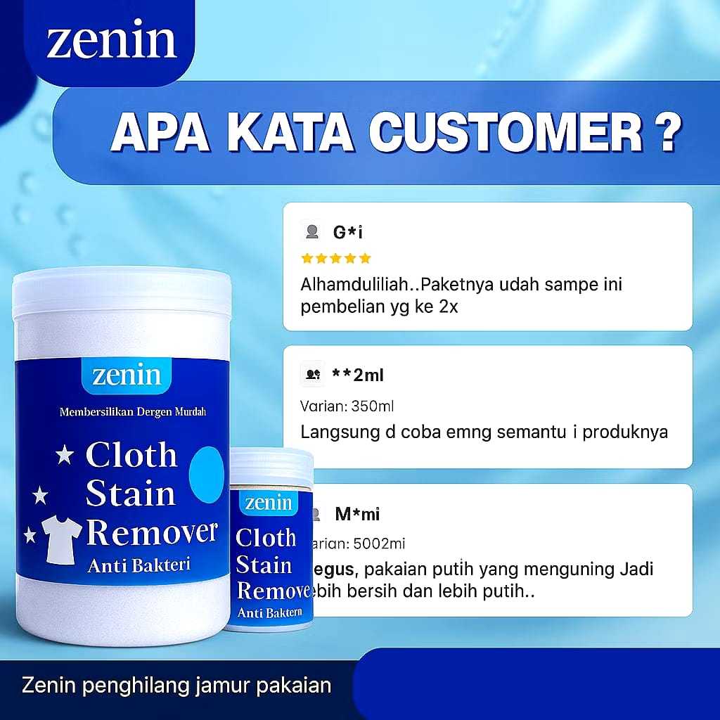ZENIN penghilang jamur pakaian 500gr tanpa melunturkan warna pakaian, untuk noda membandel