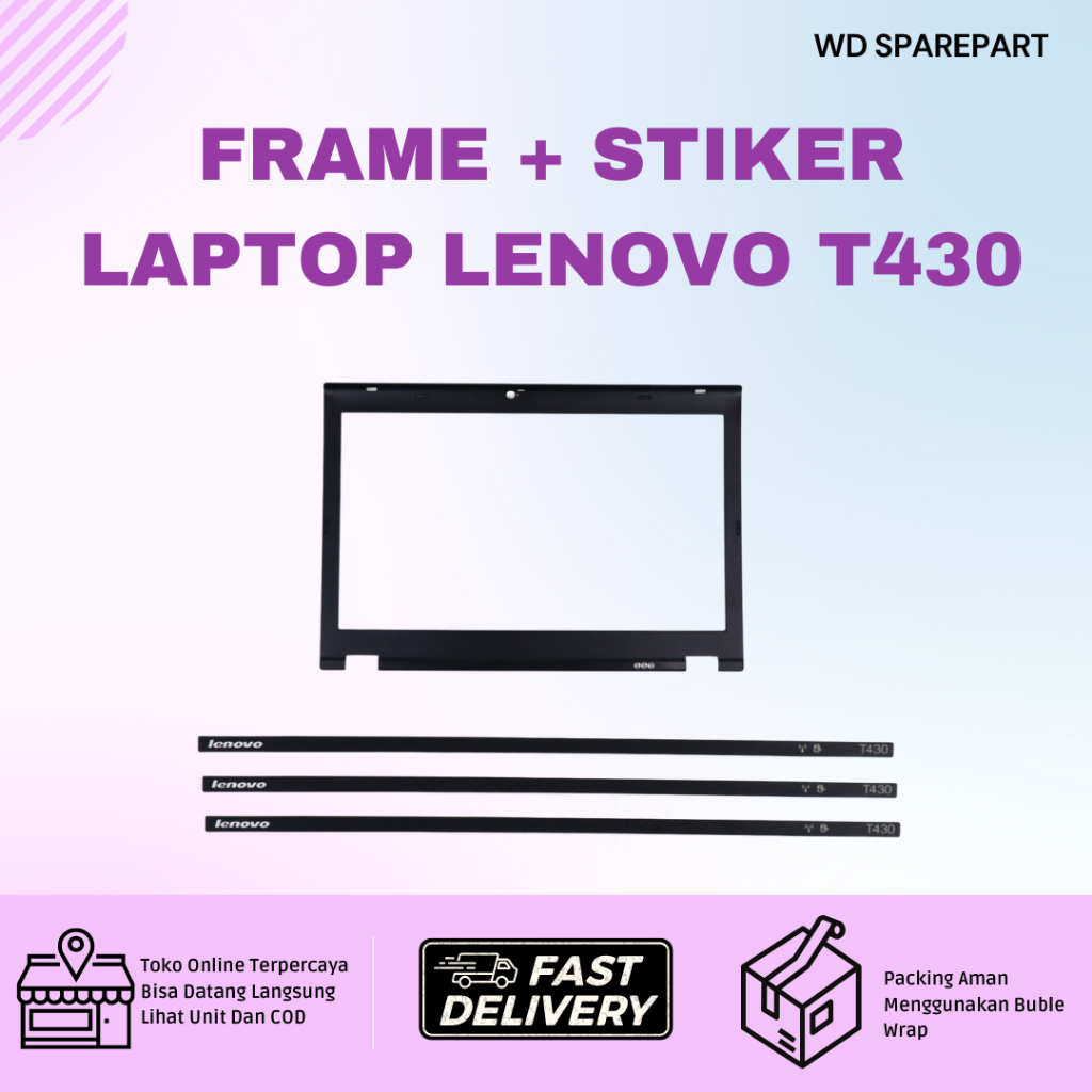 Bezel Depan Lenovo T430 14” + Stiker | Frame Housing B | Kuat, Rapi, Pas