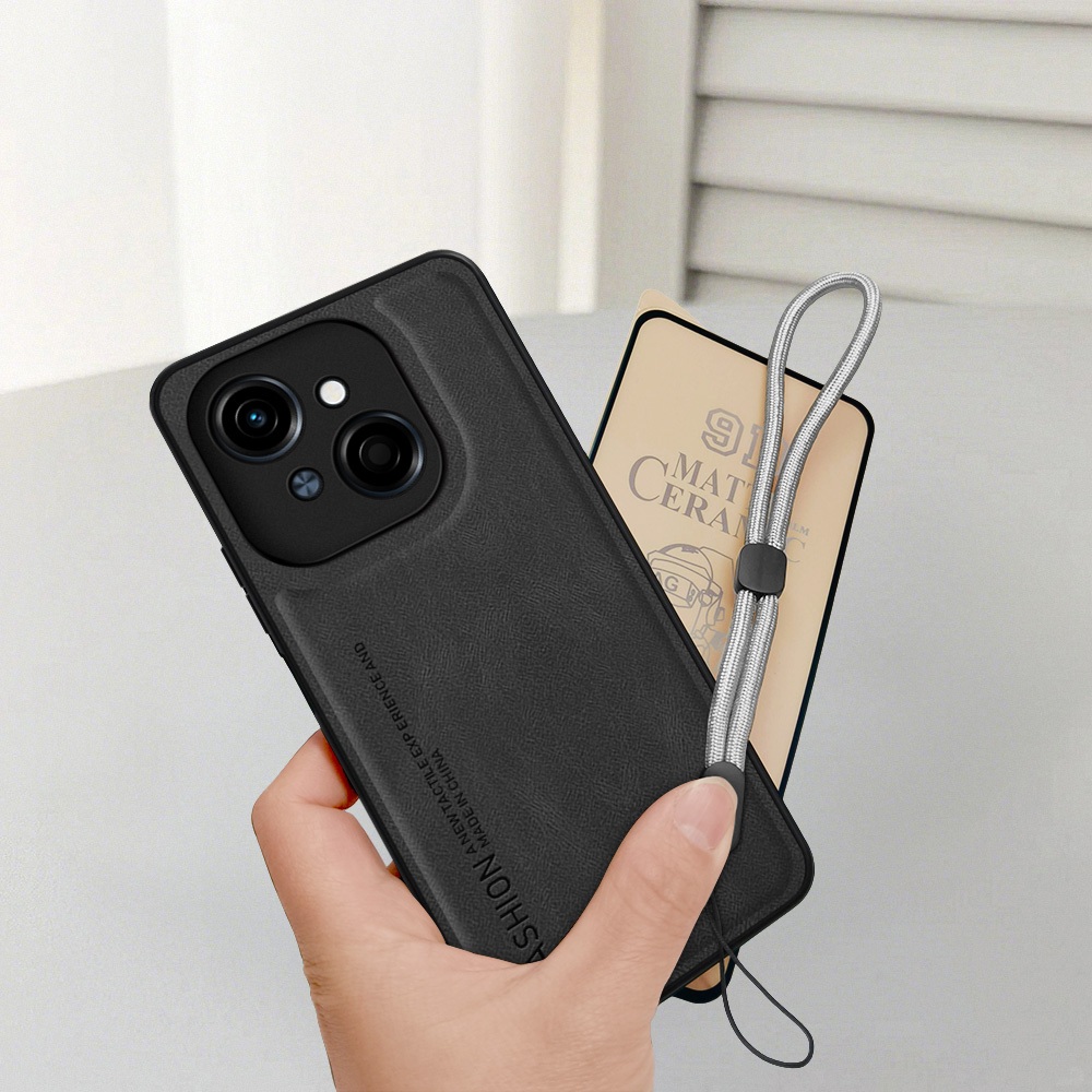 2 dalam 1 Casing Tecno Spark Go 1 1s Go 2025 POP 9 4G KL4 KL4h Softcase Kulit Premium Anti Gores + F