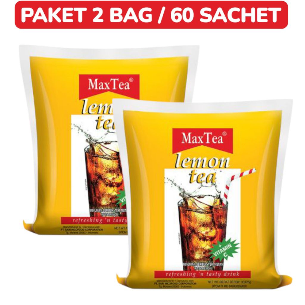 

[PAKET 2 BAG] Max Tea Lemon Tea (25g@30 Sachet) X 2 Bag / 60 Sachet