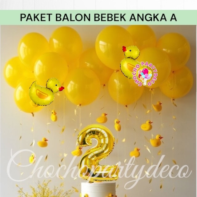 Paket Balon BEBEK ANGKA A / Dekorasi Ulang Tahun BEBEK