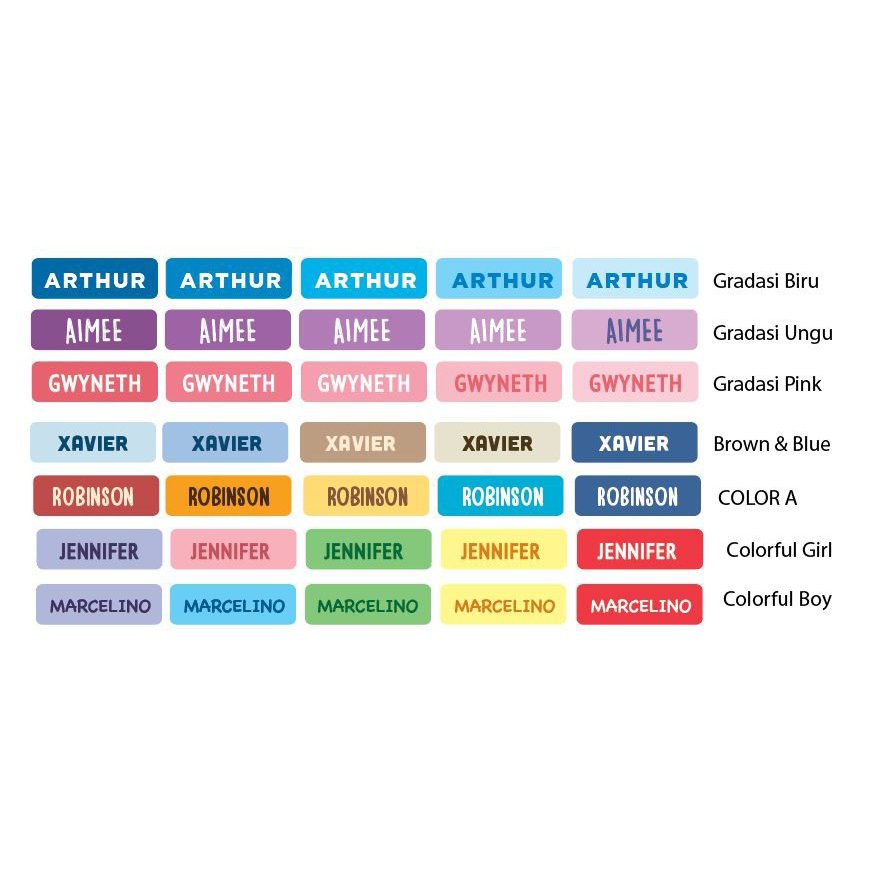 

Sticker nama Pensil warna / Spidol Polos warna 1 set 200pcs