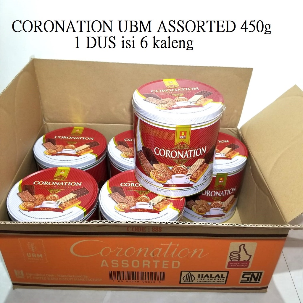 

Coronation UBM Assorted Biscuits 1 DUS isi 6 Kaleng *450g Biskuit