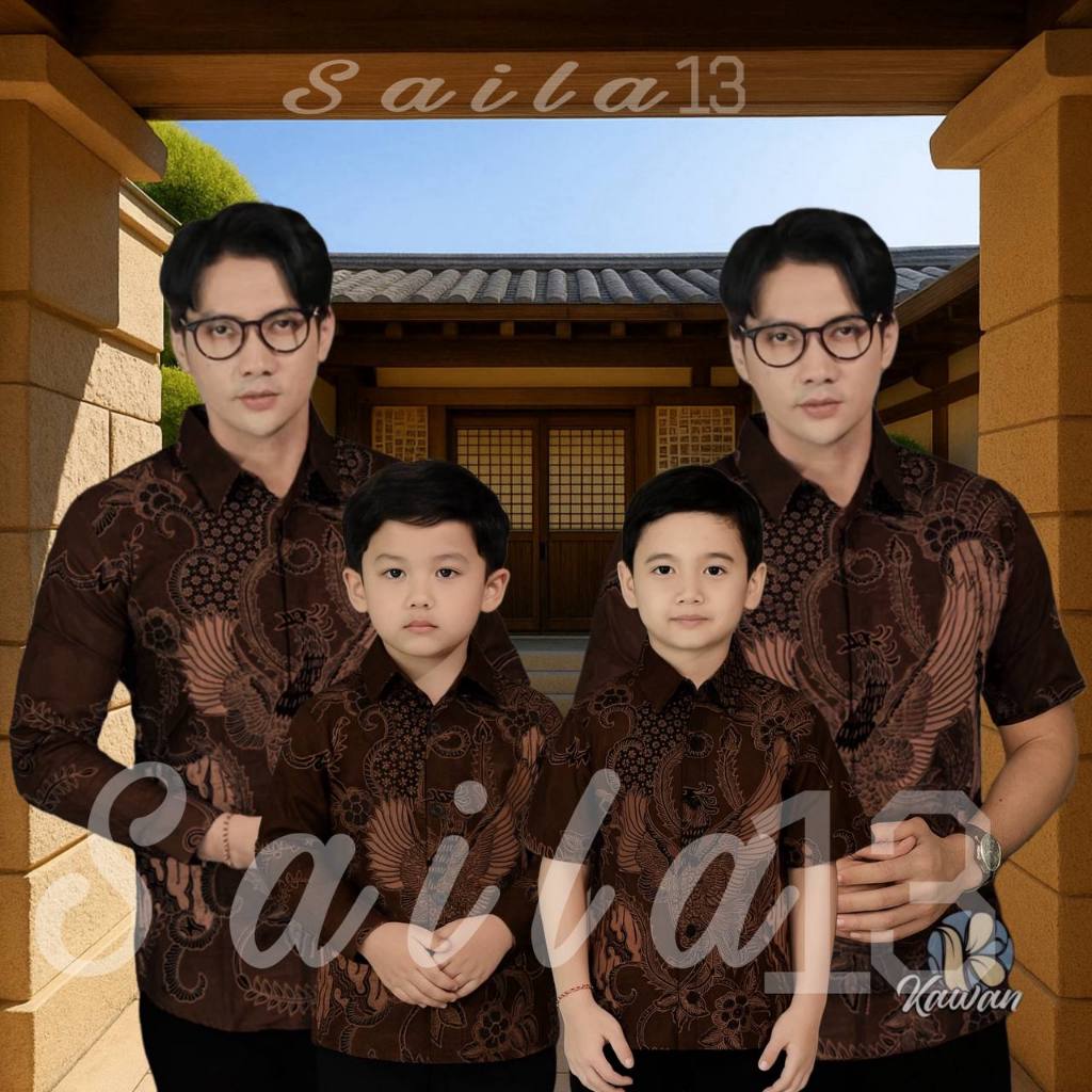 Premium Terbaru Kemeja Batik Pria Soang Mahogany Brown Coklat Mahogany Ayah Dan Batik Anak Cowok