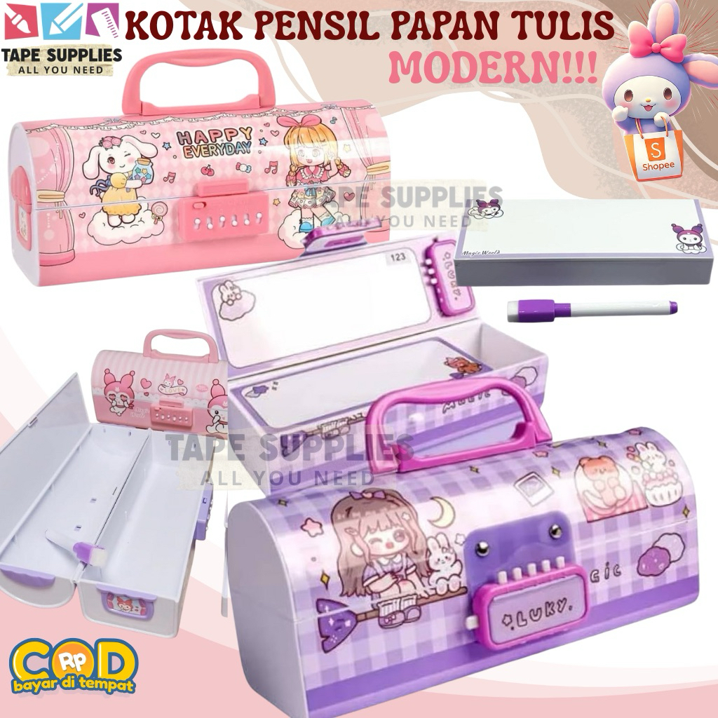 

PENCIL CASE Kotak Pensil Plastik Kode WHITEBOARD PAPAN TULIS Anak Sekolah IMPORT