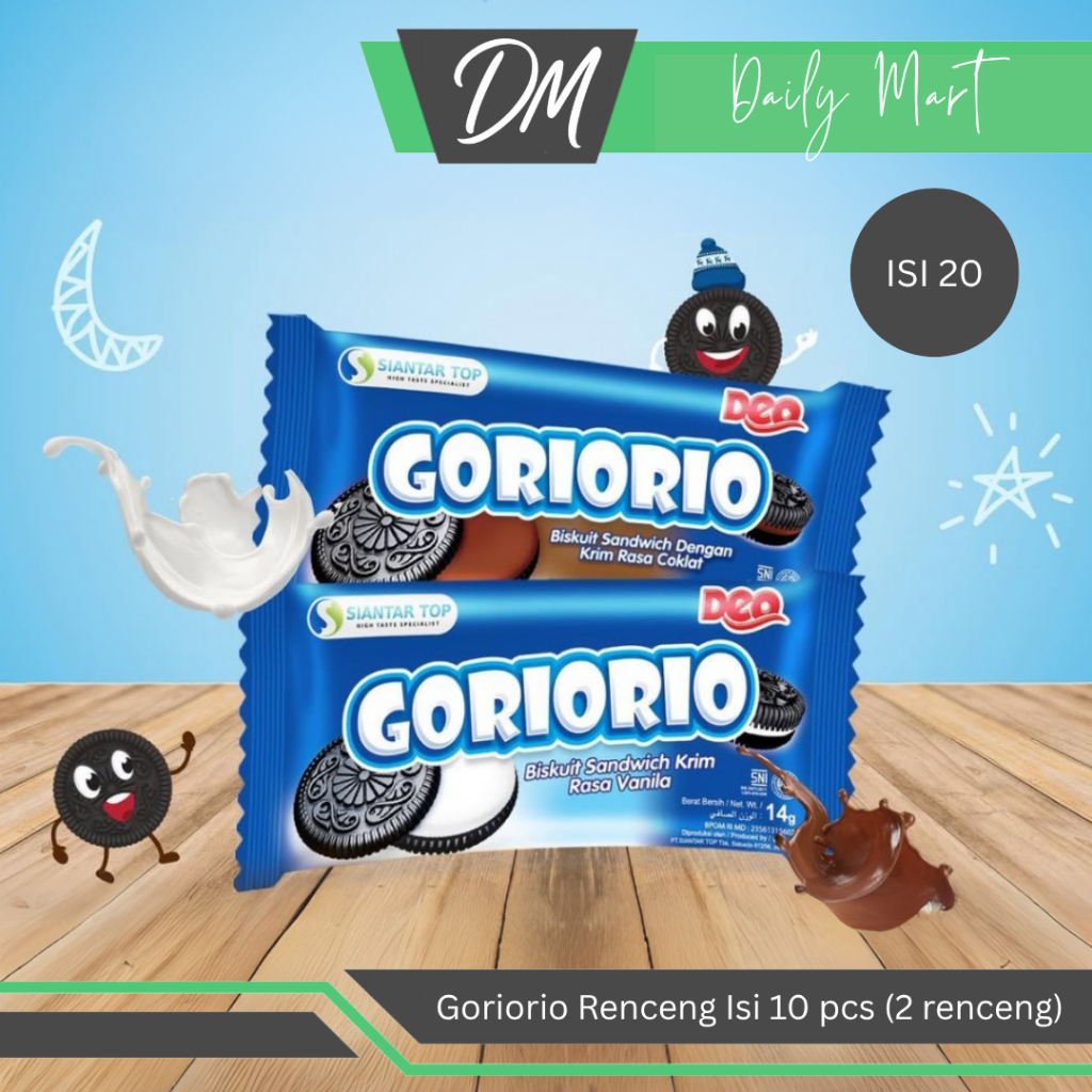 

Goriorio Renceng Isi 20 pcs (2 Renceng) - Cemilan Enak Murah Original Bergizi