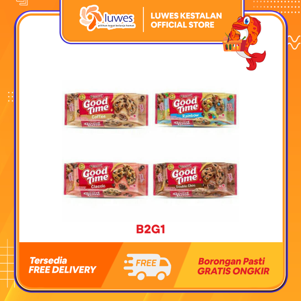 

(BELI 2 GRATIS 1) Good Time Biskuit 72gr Double Choco / Classic Biskuit Cokelat Dengan Taburan Choco Chips Yang Renyah & Enak