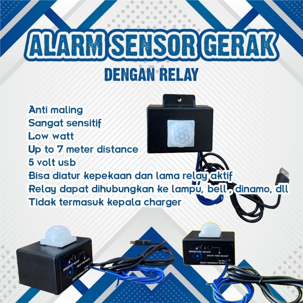 Alarm Sensor Gerak, Alarm sensor gerak relay, Bisa COD