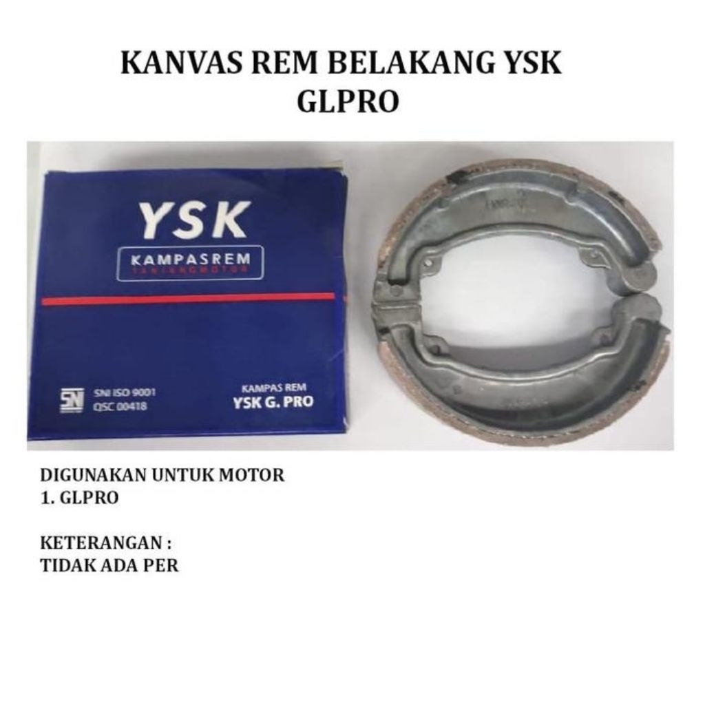 KANVAS / KAMPAS REM MOTOR GLPRO YSK TM Tanjung Motor