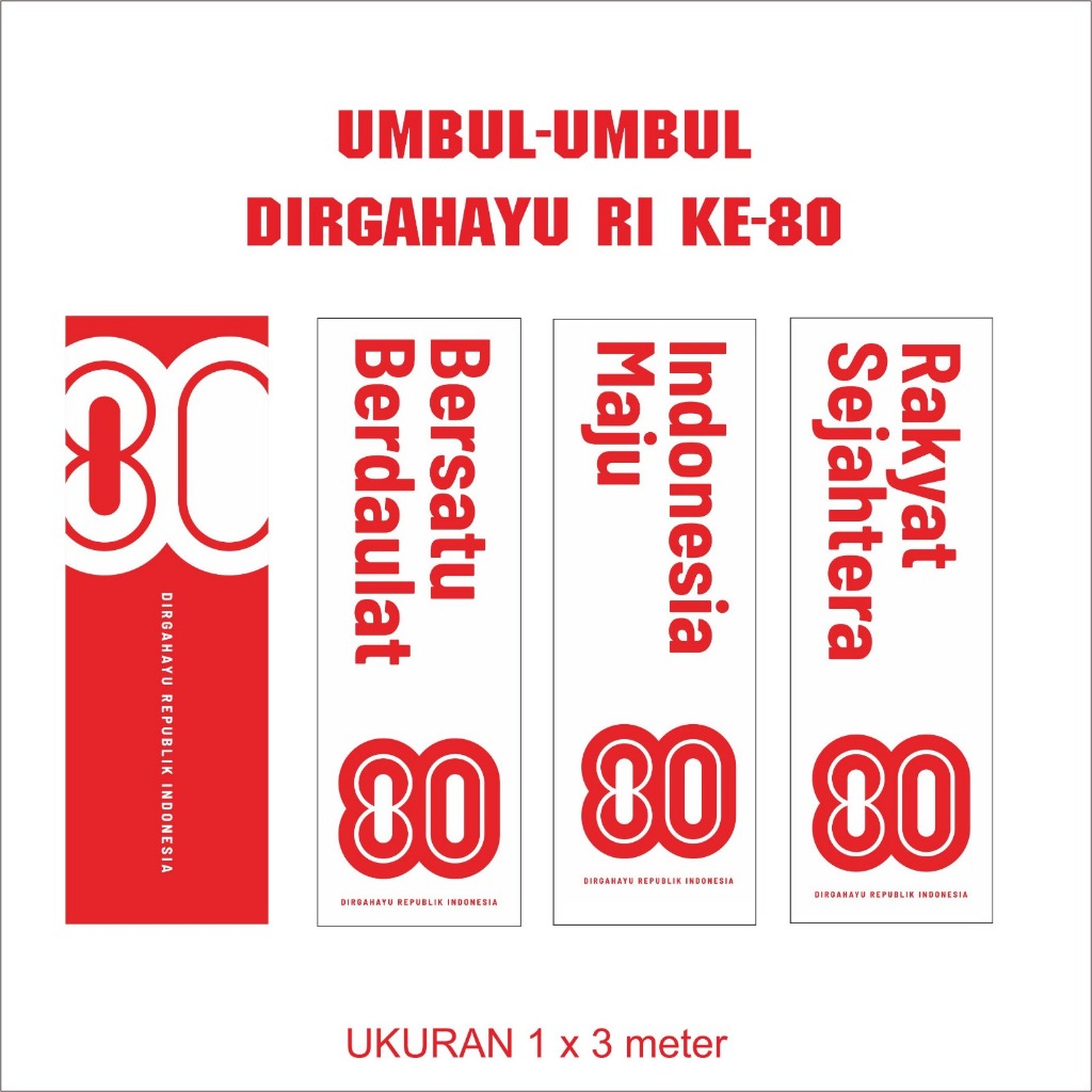 Umbul-Umbul Dirgahayu RI ke-80 Bahan Satin Cloth 1x3m