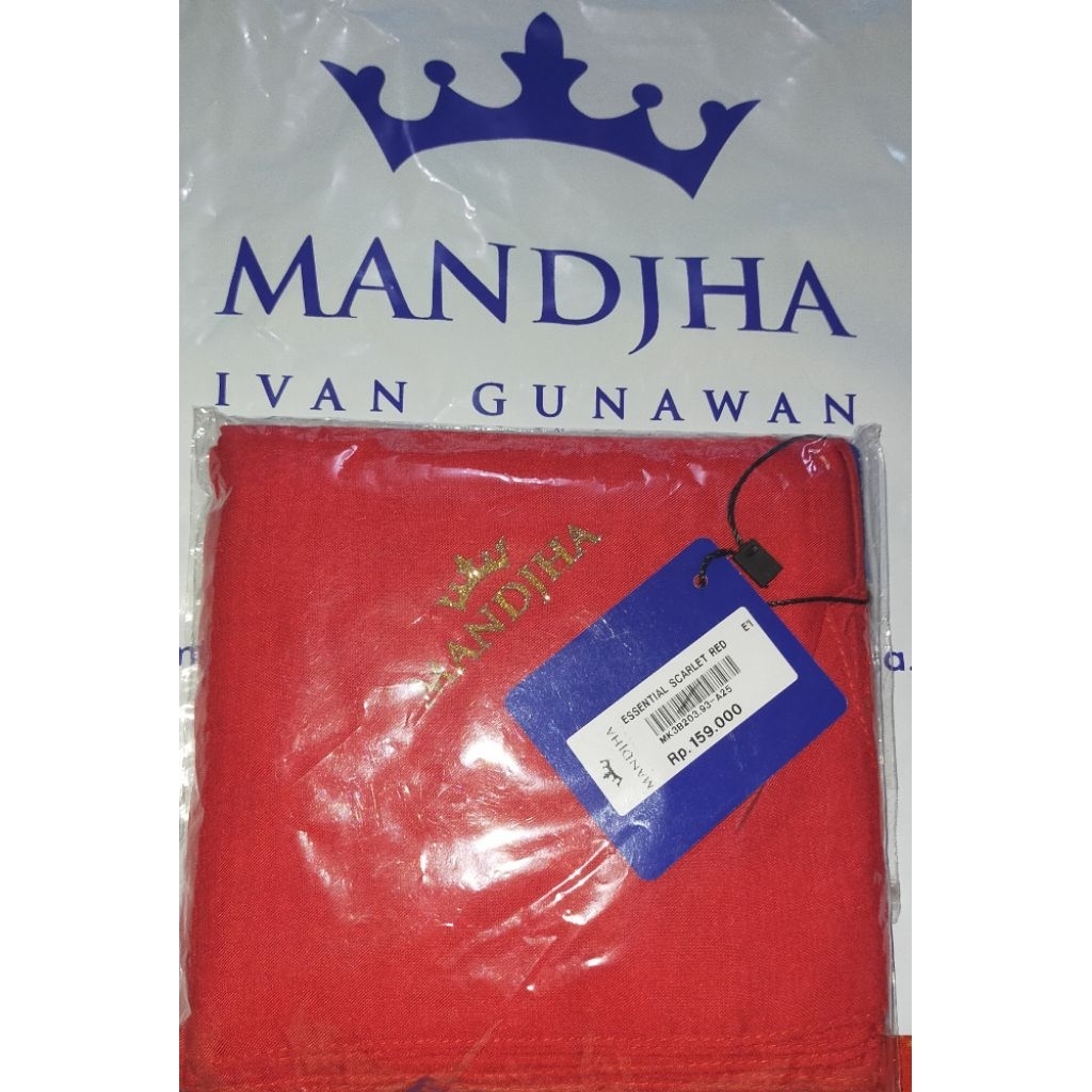 Mandjha Polos Hijab Ivan Gunawan Scarf Original Kode 93 Scarlet Red Merah Bendera,Merah Cabe,Produks