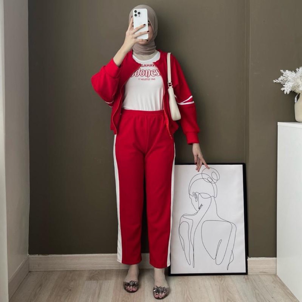 Set 3 in 1  Hulya by calamaryshop / setelan wanita / ootd kemerdekaan / pakaian wanita / pakaian kek