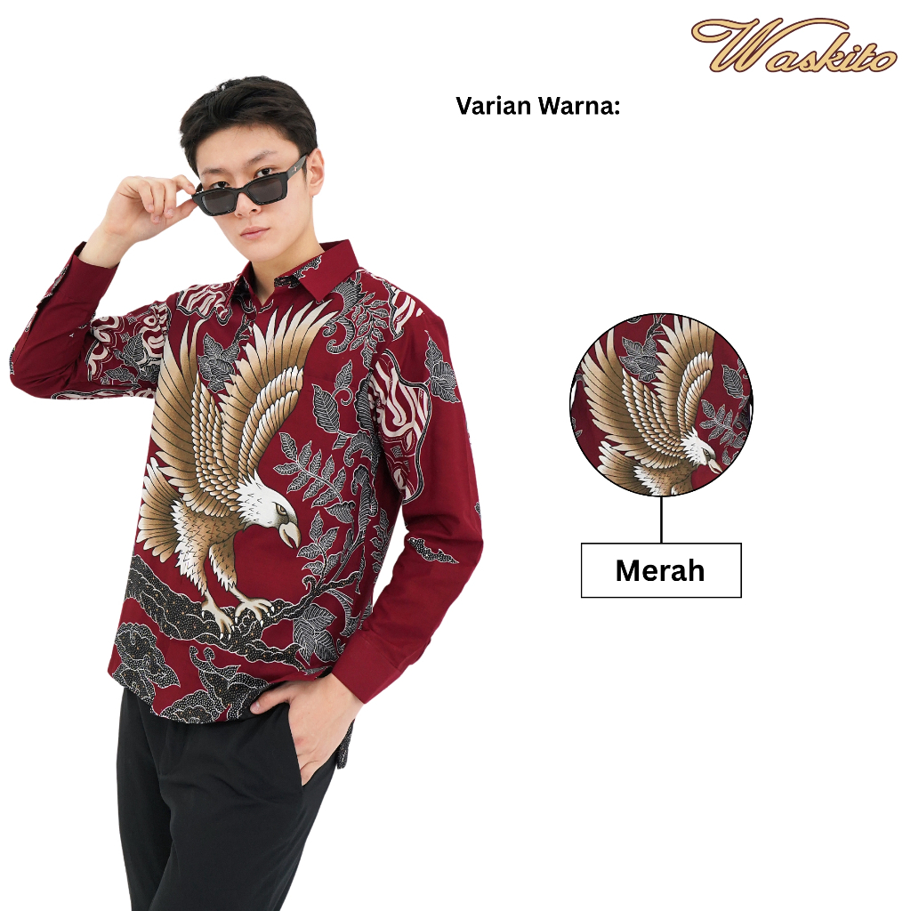 Waskito Kemeja Batik Pria Katun Furing Errow Feding Busa Bahu Lengan Panjang Garuda Arunika 46567