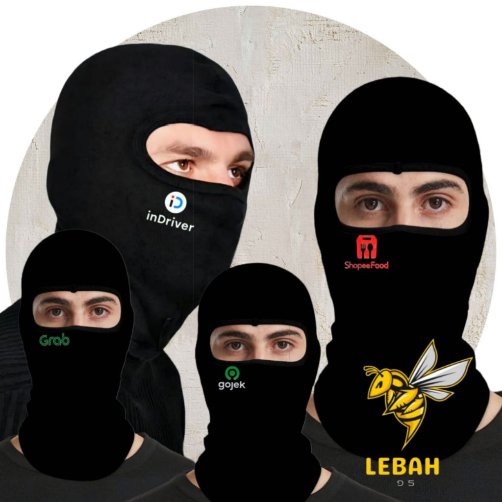 masker ninja Balaclava logo sport / Balaclava hitam