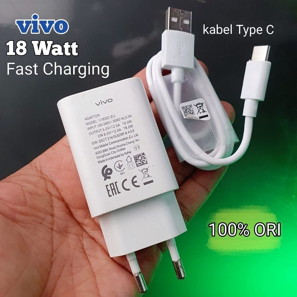 Charger/Cas Vivo 18 Watt Original 100% Copotan Hp X27 X27pro Z5 Z1x Y51 Type C Fast Charging