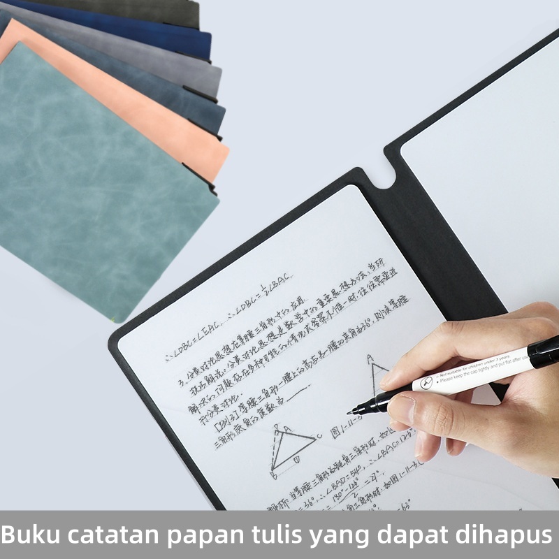 

Papan Tulis Portable A5 Whiteboard Notebook - Buku Catatan dengan Kulit PU & Pulpen Notepad Draf
