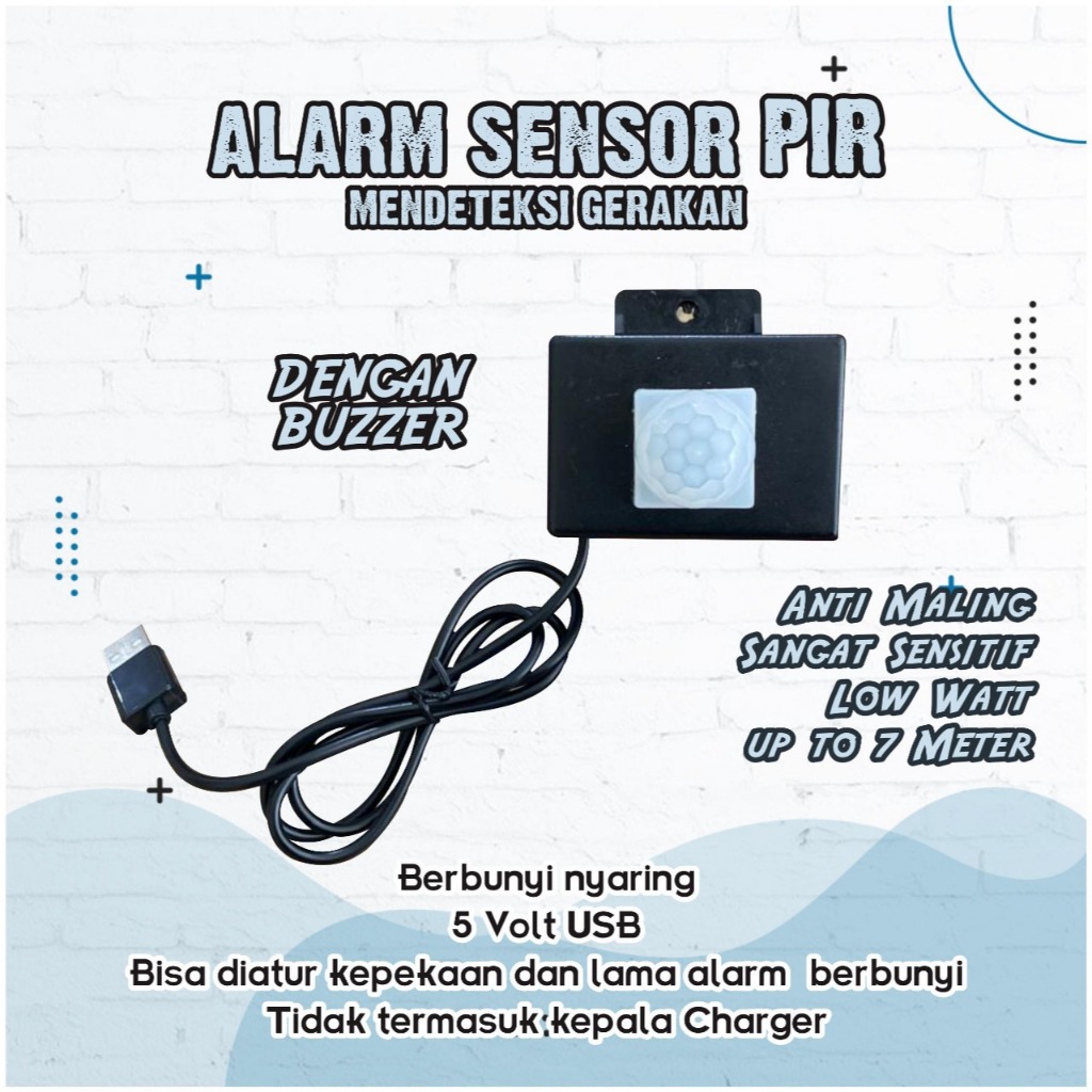 Alarm Sensor PIR dengan BUZZER, Alarm mendeteksi gerakan, Murah
