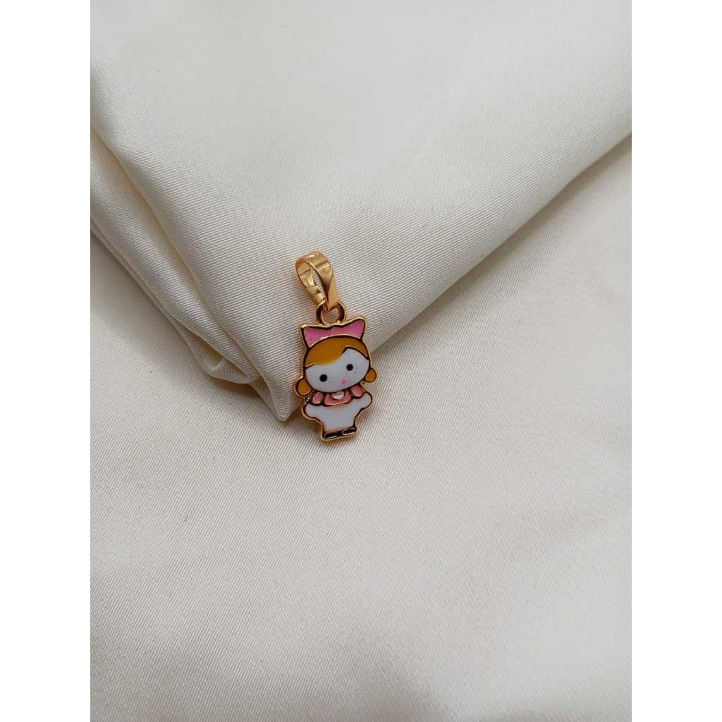 Liontin Anak Karakter Pink Lapis Emas Tanpa Kalung